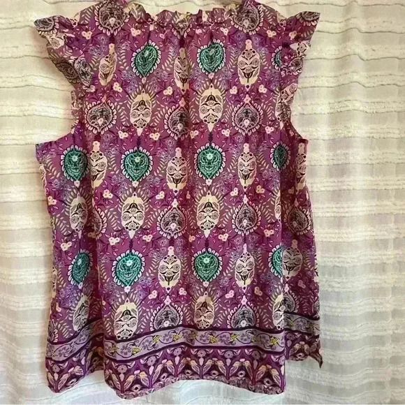 Talbots New With Tags Plus Size 2X Sleeveless Shell Top Medallion Design - Picture 3 of 8